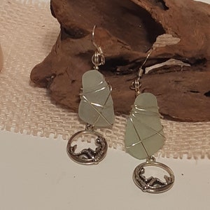 Beach glass and silver Mermaid earrings