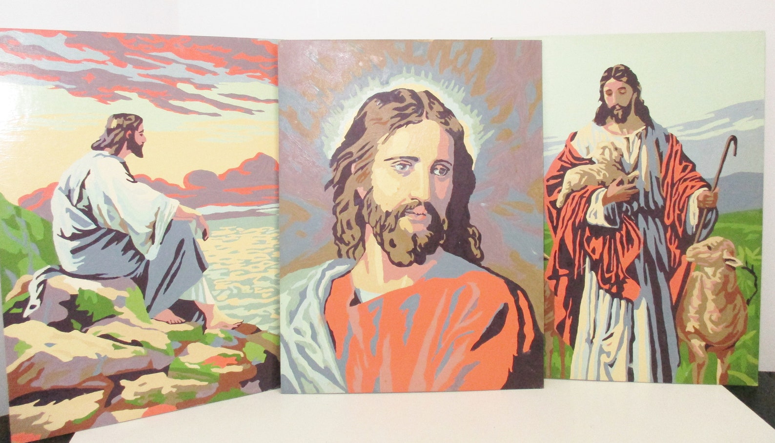 Vintage Completed Oil Paint by Number Set Religious Jesus Etsy