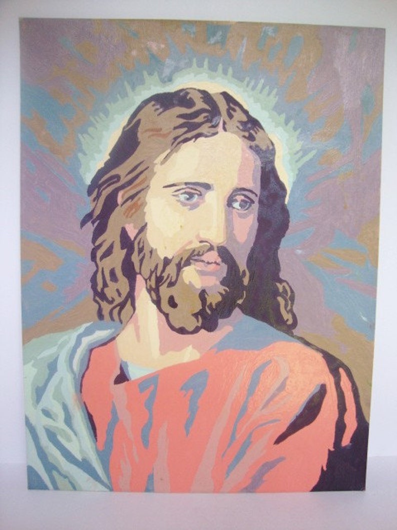 Vintage Completed Oil Paint by Number Set Religious Jesus - Etsy