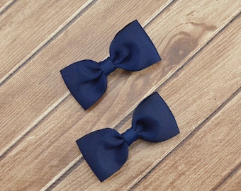 Navy Blue Hair Bows, Solid Blue Bows, Navy Blue Bows, Uniform Hair Bows, School Hair Bows, Solid Hair Bows, Pigtail Hair Bows, Tuxedo Bows