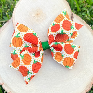 Thanksgiving Pumpkin Hair Bow, Thanksgiving Headband, Fall Hair Bow, First Thanksgiving Headband, Fall Harvest Bow, Fall Hair Bow for Girls