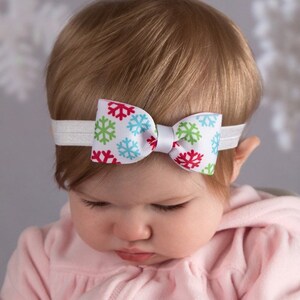 Snowflake Headband, Snowflake Bow Headband, Christmas Headband, Bow Headband, Snowflake Hair Bow, Christmas Hair Bow, Snowflake Bow