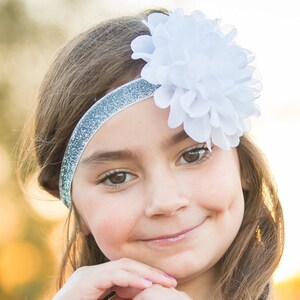 White Chiffon Flower Headband, White Newborn Headband, Baby Christening Headband, Flower Girl Headband, White Flower Headband, Baby Headband