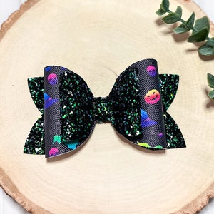 Halloween Glitter Bow, Halloween Pigtail Bows, Halloween Bows, Halloween Hair Clip, Halloween Bow Headband, Halloween Faux Leather Bows