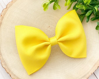Light Yellow Bow, Light Yellow Hair Bow, Solid Yellow Bow, Pale Yellow Bow, Tailless Bow, Yellow Cheer Bow, Toddler Hair Bow, Bow for Girls