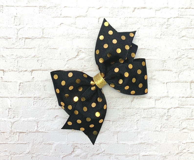 Black and Gold Hair Bow Black and Gold Bow Black Hair Bow Etsy