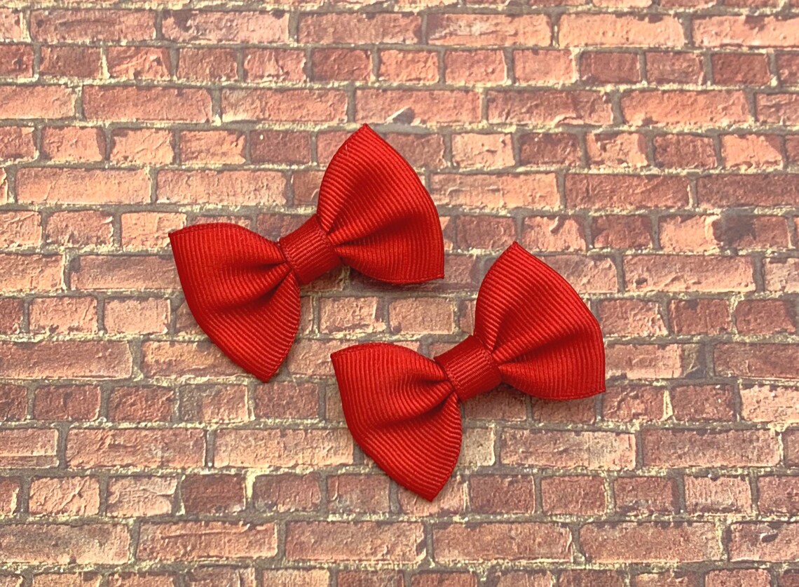 Small Red Hair Clips Small Bow Hair Clips Small Hair Bows Etsy
