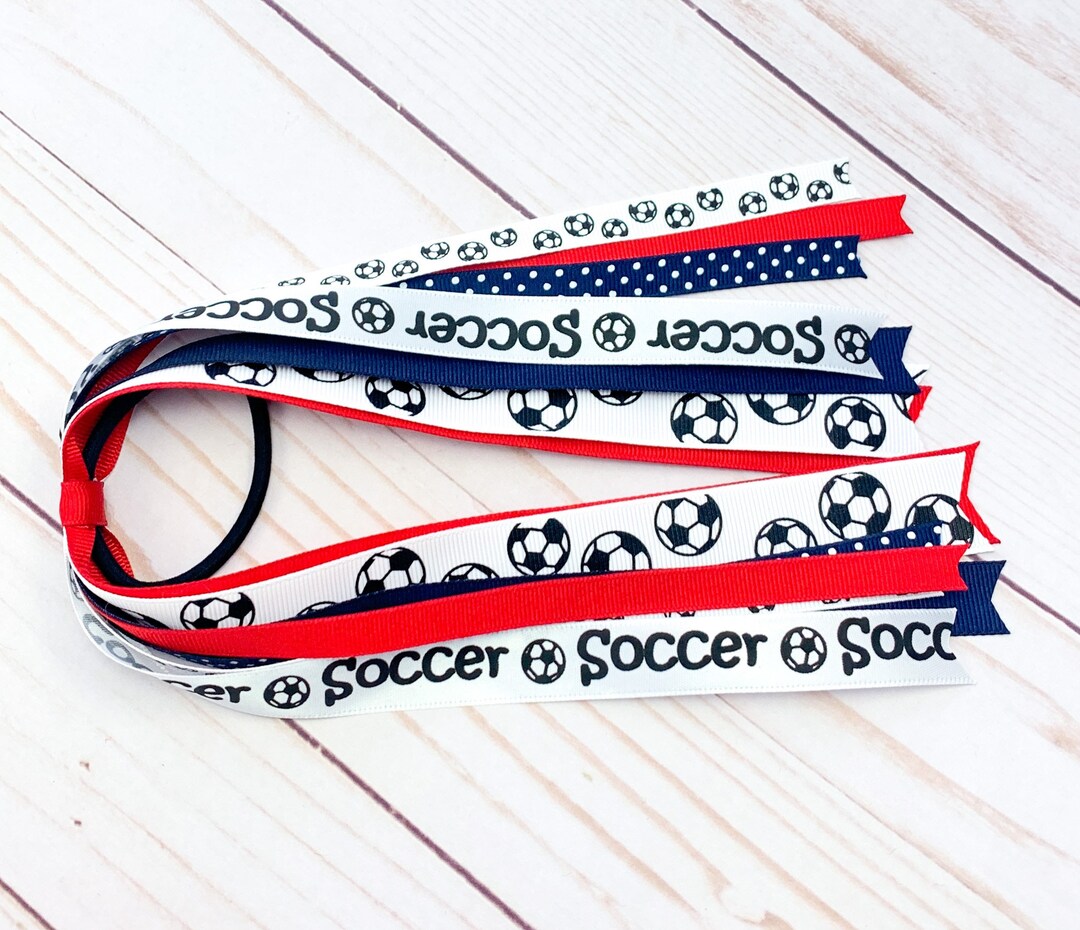 Soccer Hair Bow, Patriotic Soccer Bow, Fourth of July Soccer, Red
