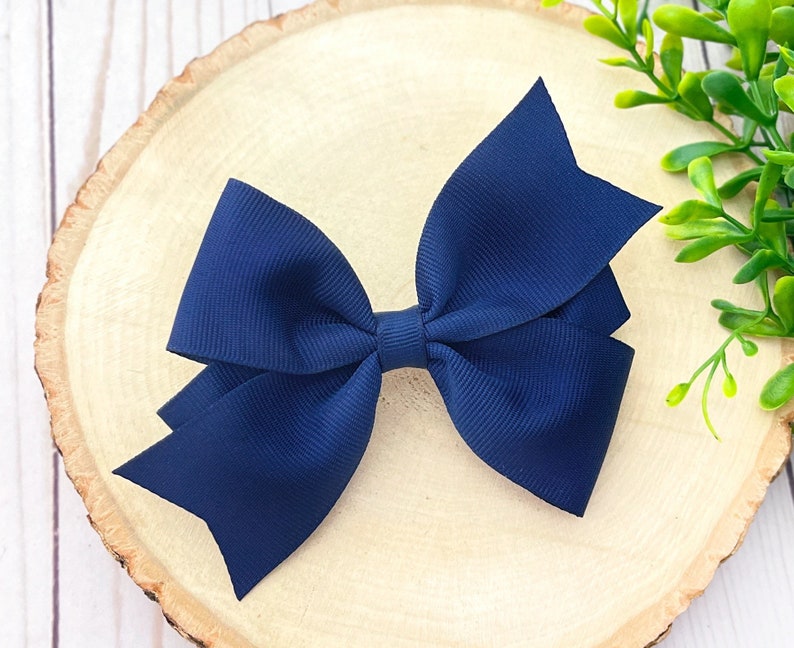 Navy Blue Hair Bow Navy Blue Bow Navy Blue Headband Navy Etsy