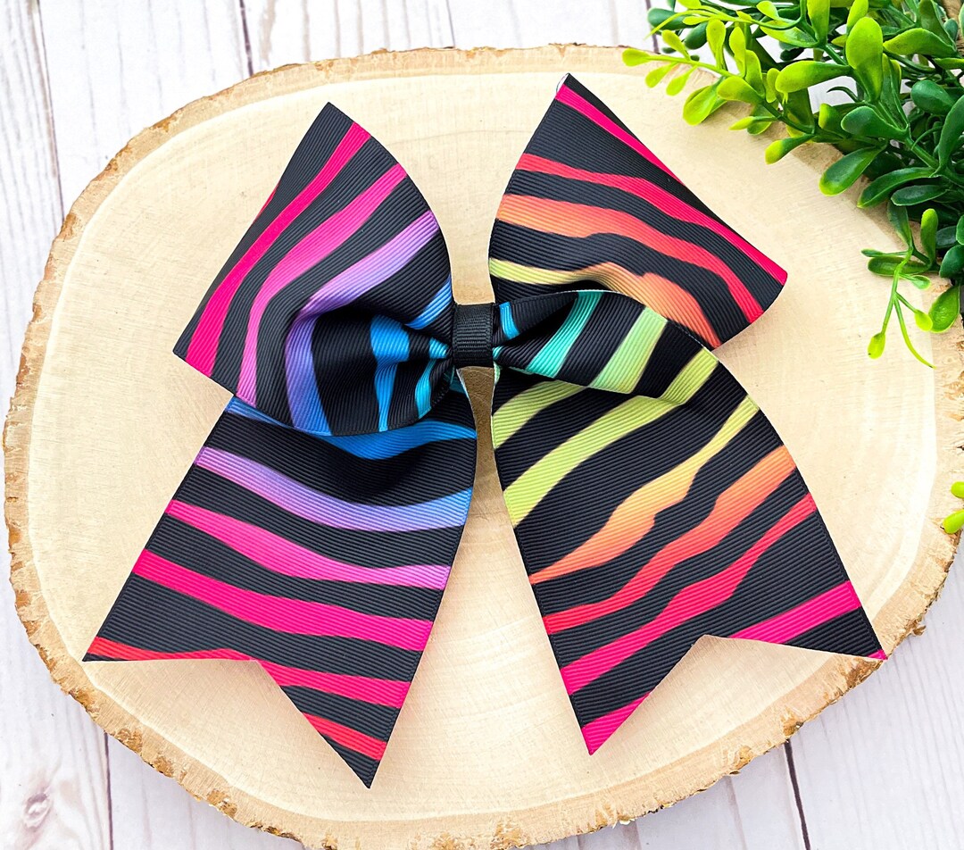 Zebra Hair Bow, Rainbow Zebra Bow, Rainbow Hair Bow, Rainbow Bow, Zebra