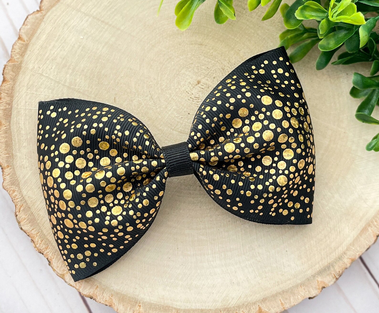 Black and Gold Bow Big Hair Bow Large Black Bows Girls Etsy