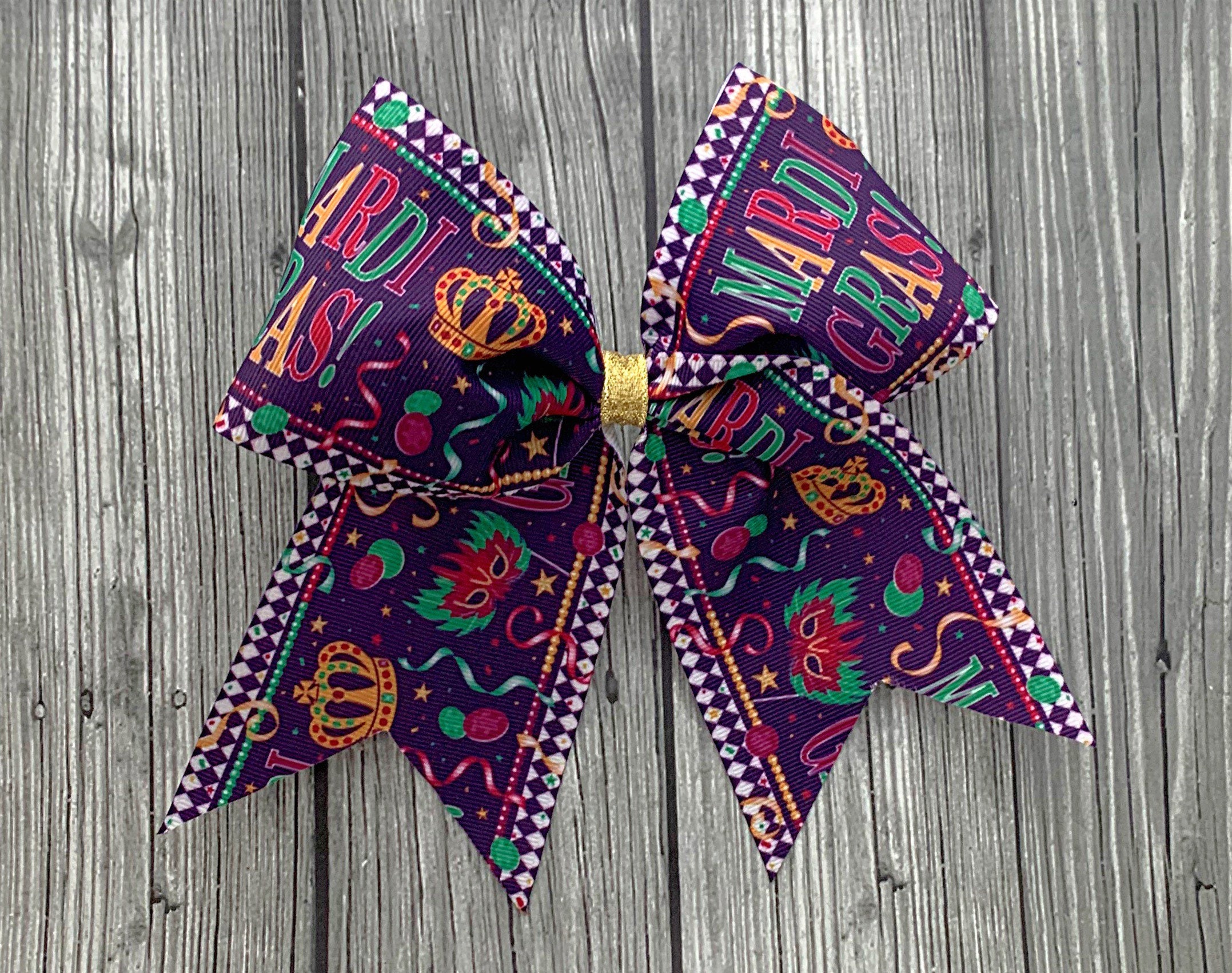 glitter mardi gras hair bow