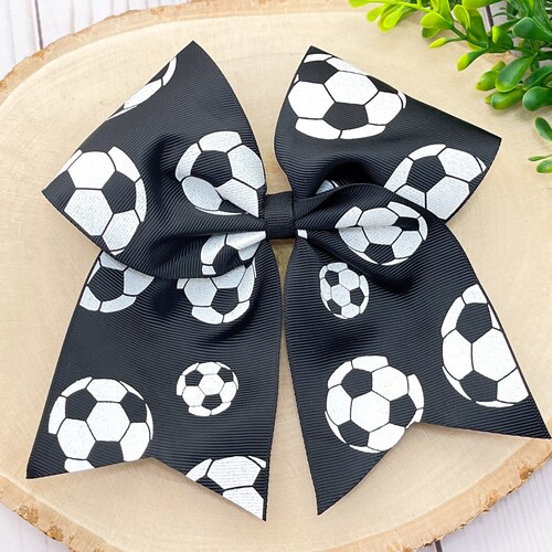 Big Soccer Bows 7 Ponytail Ribbon Cheer Bow Spirit Hair Etsy