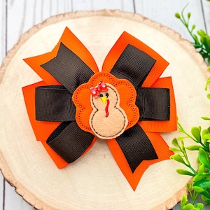 Thanksgiving Turkey Hair Bow, Turkey Bow Headband, Turkey Headband, Turkey Bow, Fall  Bow, Thanksgiving Hair Clip, First Thanksgiving Bow