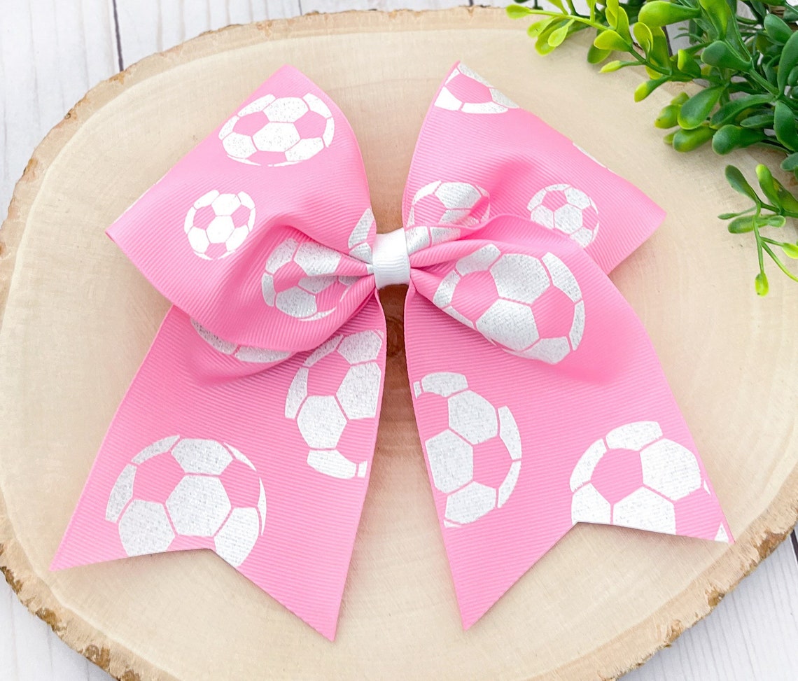 Soccer Hair Bows Pink Soccer Bows Soccer Team Bows Girls Etsy
