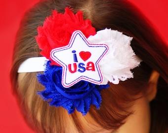 Fourth of July Headband, 4th of July Headband, Fourth of July Hair Bow, Nautical Hair Bow, Patriotic Hair Bow, Baby Girl Headband, USA Bow