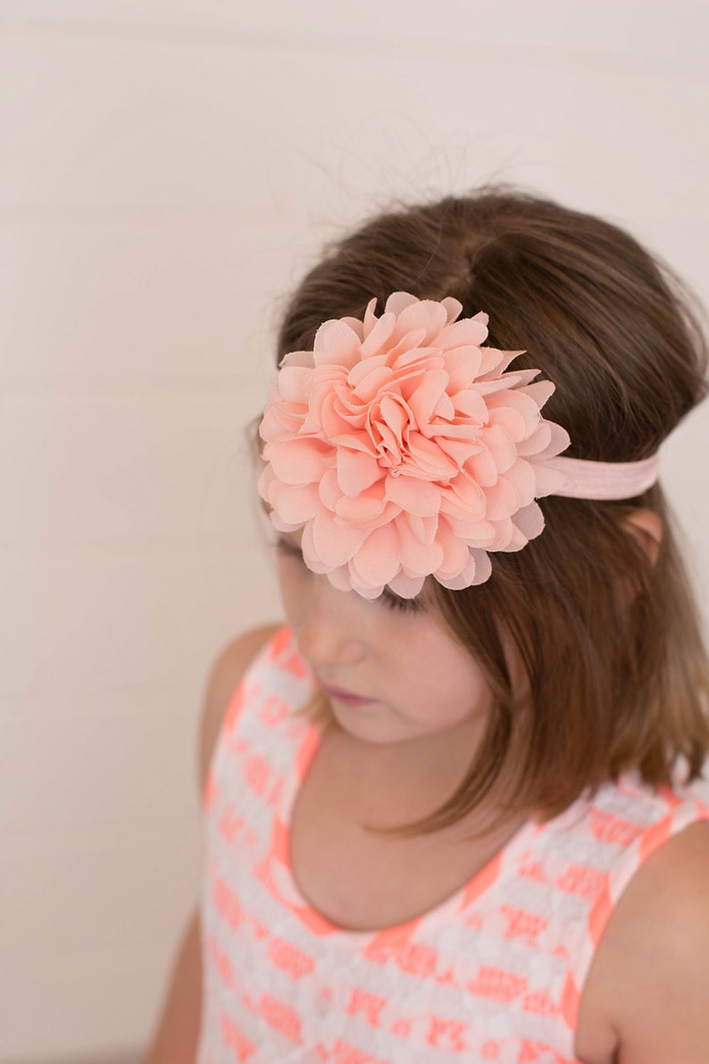 Peach Flower Headband, Peach Headband, Peach Flower Clip, Peach Hair Clip, Peach Flower Girl Headband, Peach Bridal Flower, Peach Headpiece image 2