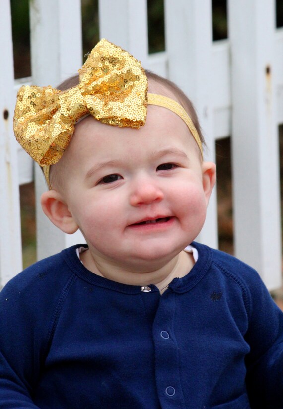 Infant gold cheap hair bow