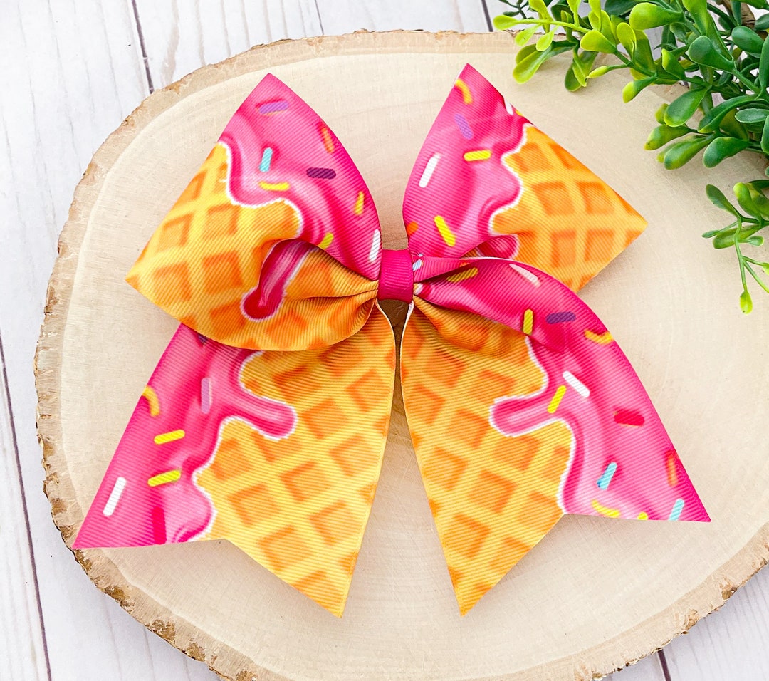 Ice Cream Hair Bow, Ice Cream Cone Bow, Pink Ice Cream Bow, Birthday
