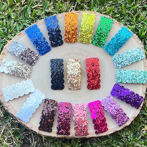 PICK YOUR COLOR Glitter Snap Clips, Glitter Hair Clips, Hair Clips for Girls, Toddler Baby Hair Clips, Snap Hair Clips, You Pick Color Clips