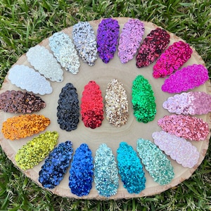 PICK YOUR COLOR Glitter Snap Clips, Glitter Hair Clips, Hair Clips for Girls, Toddler Baby Hair Clips, Snap Hair Clips, You Pick Color Clips