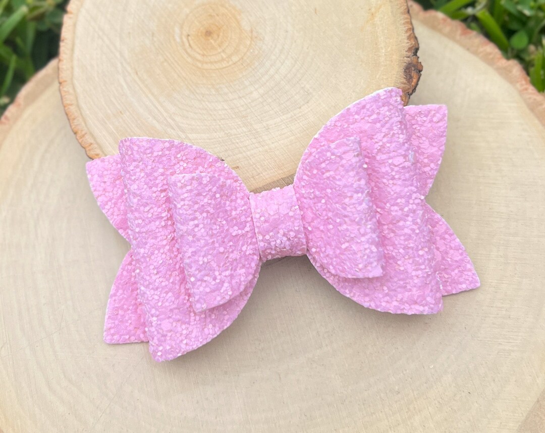 Pink Glitter Hair Bow Clip Headband, Pink Glitter Bow, Bright Pink Hair ...