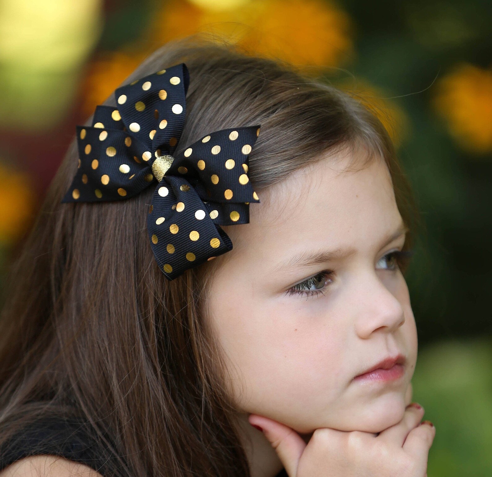 Black and Gold Hair Bow Black and Gold Bow Black Hair Bow Etsy