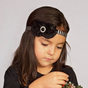 Black Headband, Black and Silver Headband, Baby Headband, Infant Headband, Newborn Headband, Toddler Headband, Girls Headband, Fancy Bows