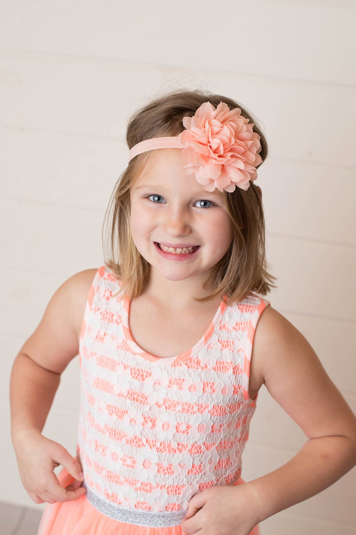 Peach Flower Headband Peach Headband Peach Flower Clip Etsy