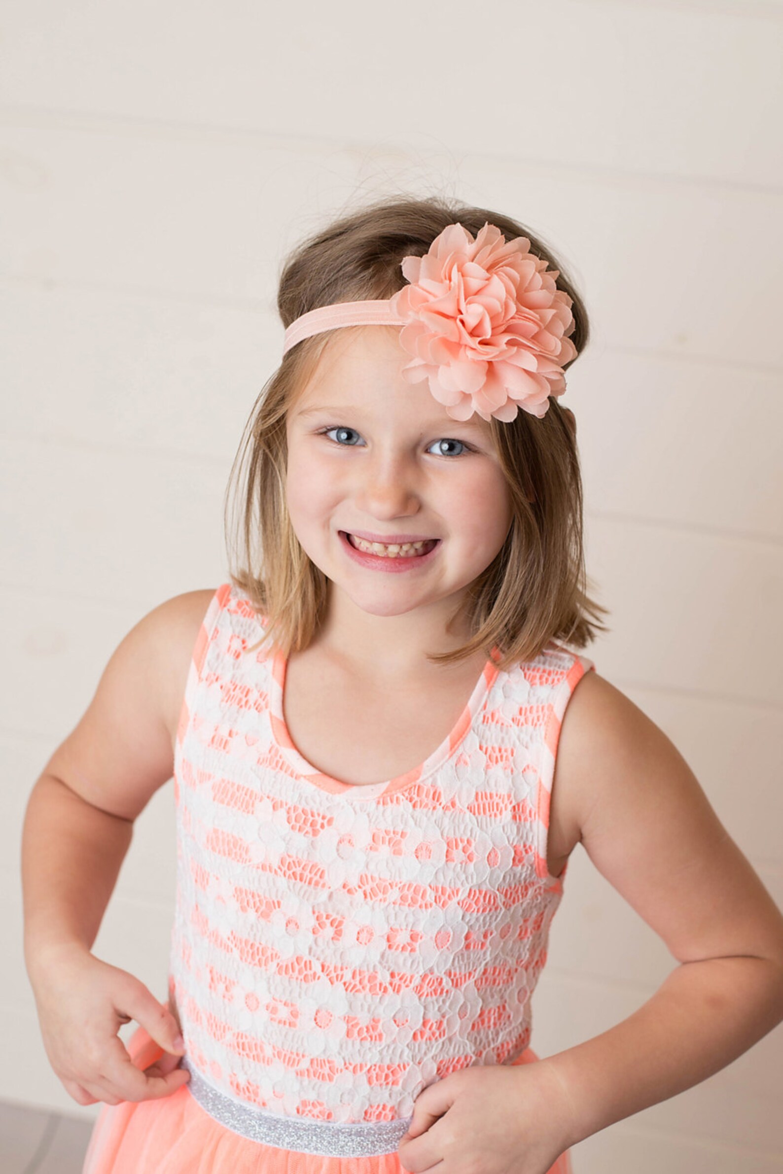 Peach Flower Headband Peach Headband Peach Flower Clip Etsy