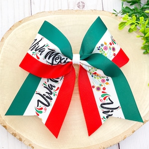 Viva Mexico Hair Bow, Mexico Hair Bow, Mexico Cheer Bow, Mexican Cheer Bow, Mexican Hair Bow, Cheer Hair Bow, Cinco De Mayo Bow