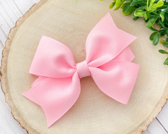 Solid Pink Hair Bow, Pink Bow Headband, Flower Girl Bow, Pink Bow Hair Clip, Toddler Hair Bows, Pink Boutique Hair Bow, Baby Bow Headband