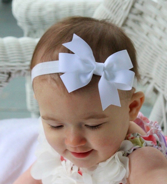 white bow headband baby