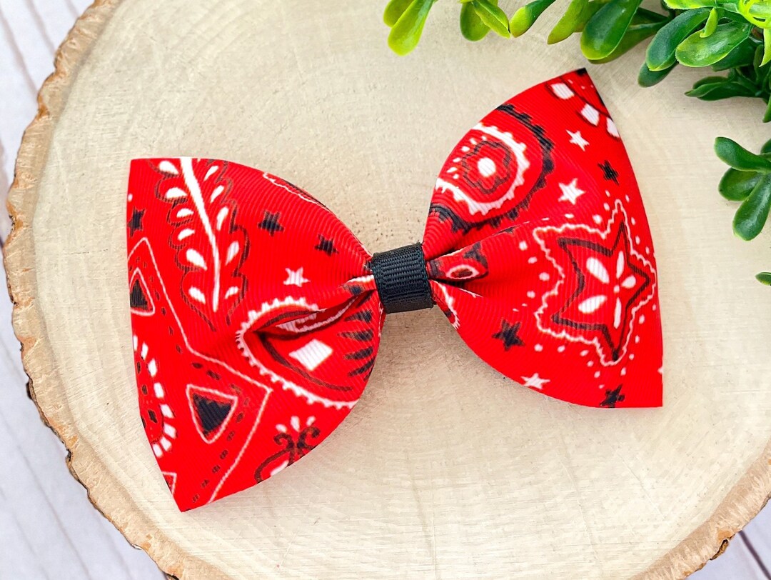 Bandana Hair Bow, Bandana Bow, Bandana Cheer Bow, Cowgirl Hair Bow