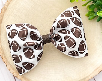 Football Hair Bow, Girls Football Bow, Football Bow, Football Ponytail Bow, Sports Hair Bow, Football Cheer Bow, Tailless Bow, Football Clip