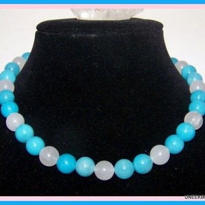 Aquamarine & Rose Quartz Serenity Necklace -OOAK Heart + Throat Chakra Necklace -March Birthstones -Rose and Blue Gems - ON SALE 25% Off
