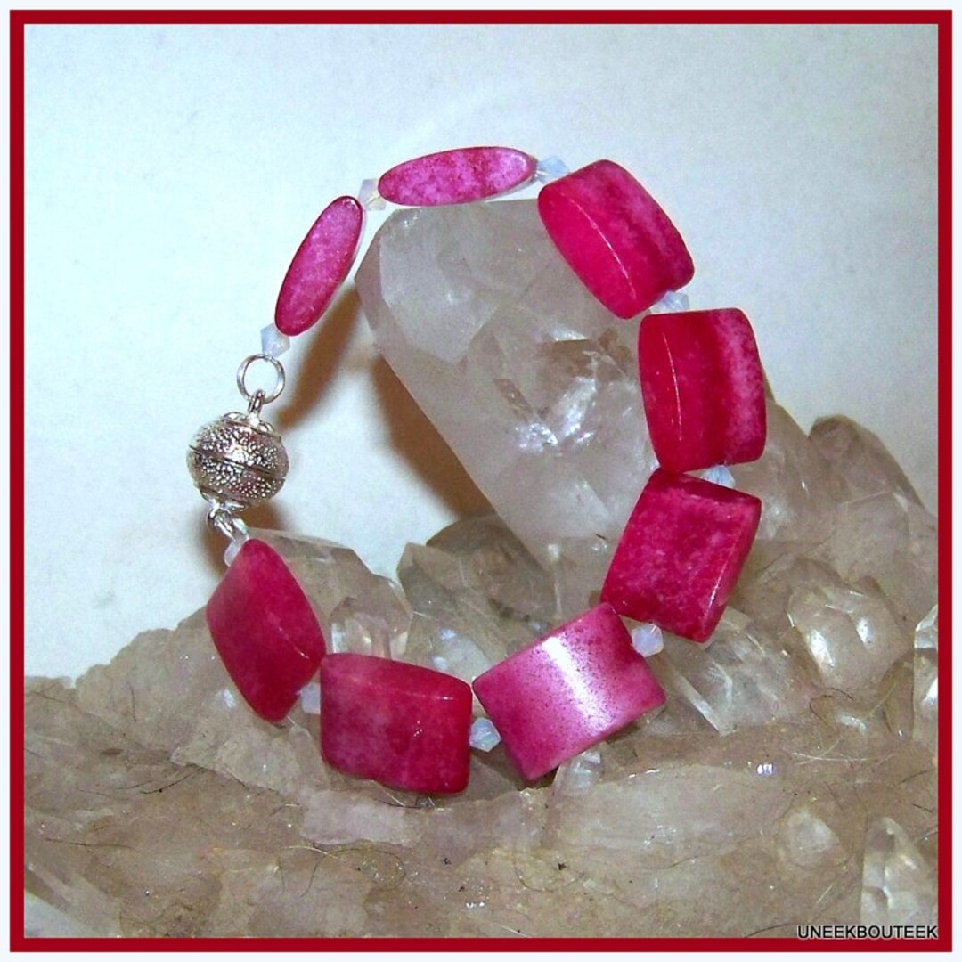 Red Ruby Bead & Crystal Love Bracelet Clasp big Etsy New Zealand