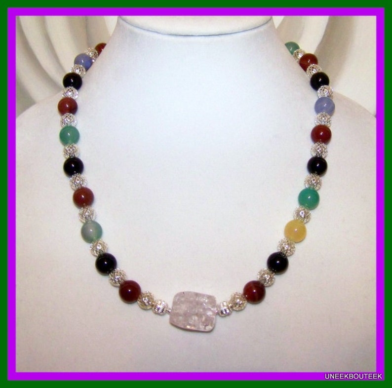 Multi Color Gemstone Changeable Pendant Necklace Etsy