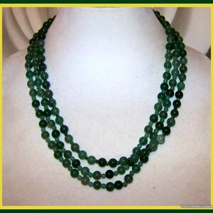 Aventurine Gemstone 3 Strand Extendable Necklace - Emerald Green Beads - Elegant Torsade Statement Necklace - ON SALE 25% Off