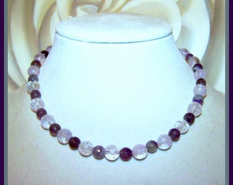 Faceted Amethyst & Rock Crystal Quartz Necklace – Third Eye Chakra