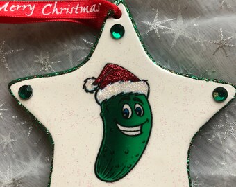 German Pickle Christmas ornament - two sided with legend on back