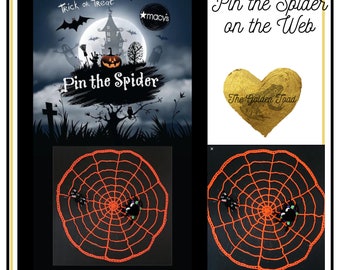 Halloween Party Game, Pin The Spider On the Giant Web Game, Halloween Home Decor, Halloween Game