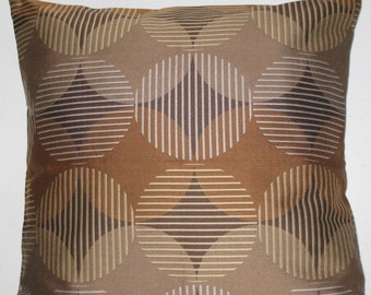 Ikat pattern decorative pillow cover-in 24"x24" in brown, dark dogwood,and hemp color with high end woven linen fabric pillow cover