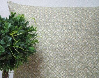 Contemporary decorative pillow cover-18" x 18" gougeous throw pillow in nile green and dark primrose color, woven linen pillow cover