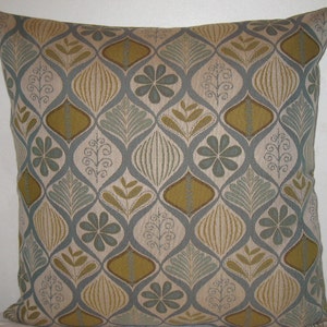 Contemporary pillow cover in 18&quot; x 18&quot; floral and leaf pattern finest woven linen fabric throw pillow cover plus made in USA