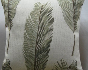 Palm tree leaf decorative pillow cover-18"x18" gorgeous high end woven linen fabric throw pillow , cream base color with palm tree leaf