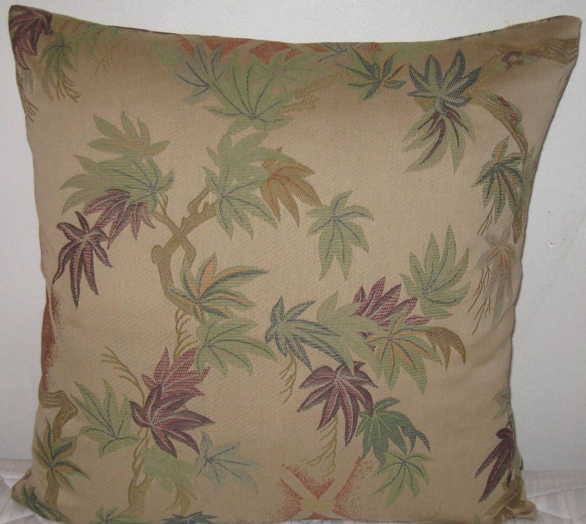 Leaf decorative pillow cover in 24x24 in hemp base Etsy