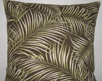 Palm tree print decorative pillow cover -20" x 20" classic throw pillow , woven linen fabric, plus made in U.S.A