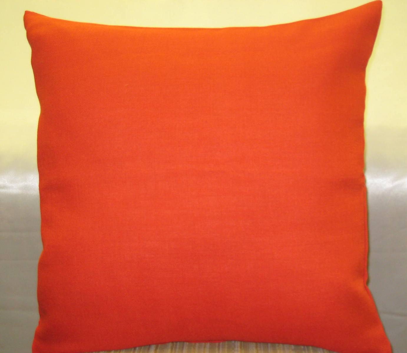 Dark Orange Pillow Cover in 20 X 20 Woven Linen Fabric, Throw Pillow