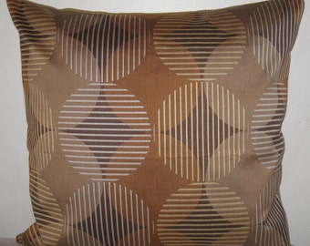 Ikat pattern decorative pillow cover-in 24"x24" in brown, dark dogwood,and hemp color with high end woven linen fabric pillow cover